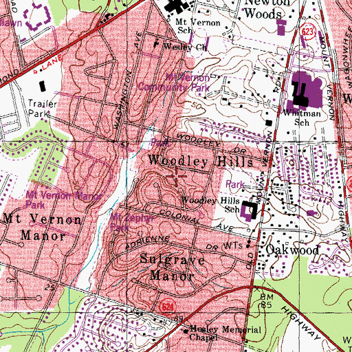 Topographic Map of Mount Vernon Neck, VA