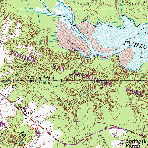 Topographic Map of Pohick Bay Regional Park, VA