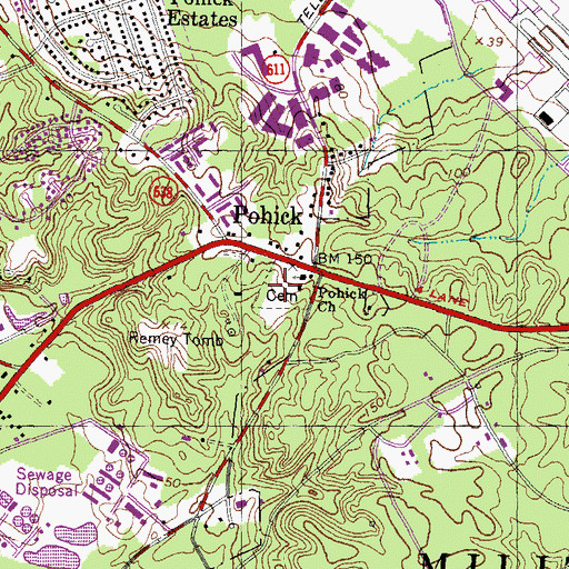 Topographic Map of Pohick Episcopal Church Cemetery, VA