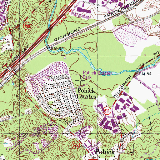 Topographic Map of Pohick Estates Park, VA