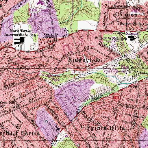 Topographic Map of Ridgeview Park, VA