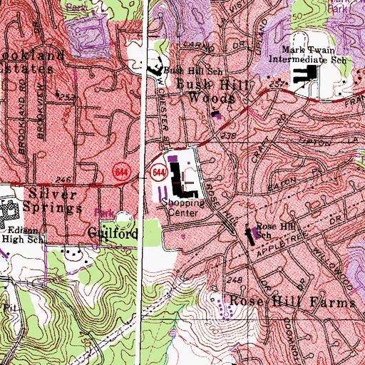 Topographic Map of Rose Hill Shopping Center, VA