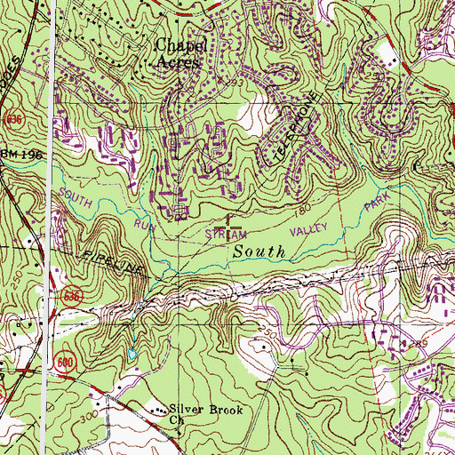 Topographic Map of South Run Stream Valley Park, VA