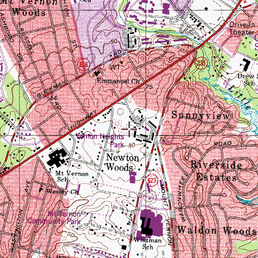 Topographic Map of Vernon Heights Park, VA