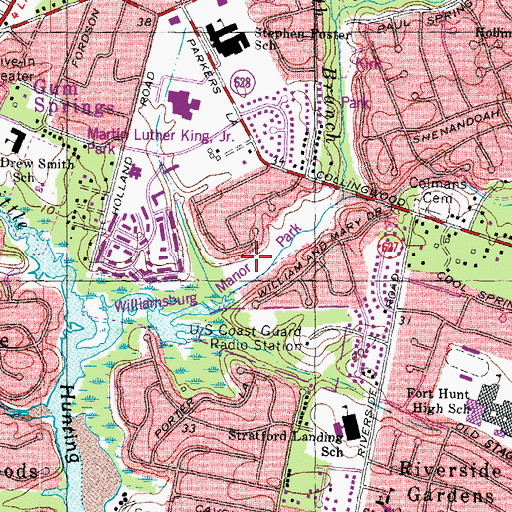 Topographic Map of Williamsburg Manor Park, VA