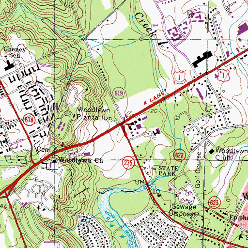 Topographic Map of Woodlawn, VA