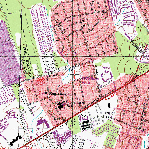 Topographic Map of Woodlawn Park, VA