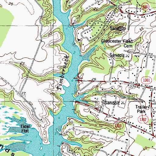 Topographic Map of Fields Landing, VA