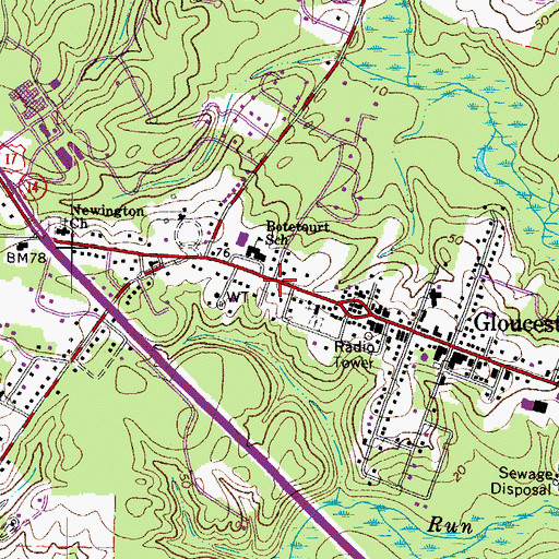 Topographic Map of Gloucester Public Library, VA