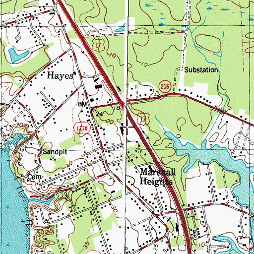 Topographic Map of Hayes Plaza Shopping Center, VA