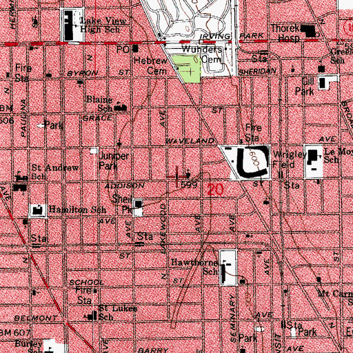 Topographic Map of Addison Street Baptist Church, IL