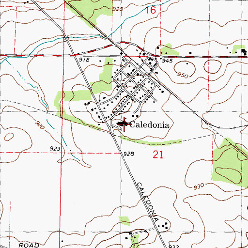 Topographic Map of Caledonia Elementary School, IL