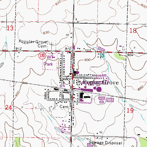 Topographic Map of Poplar Grove Elementary School, IL