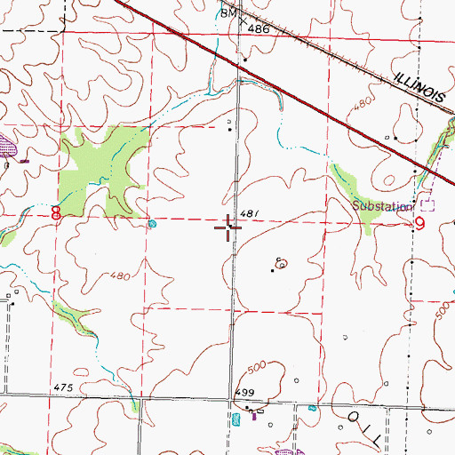 Topographic Map of Lindsey School (historical), IL