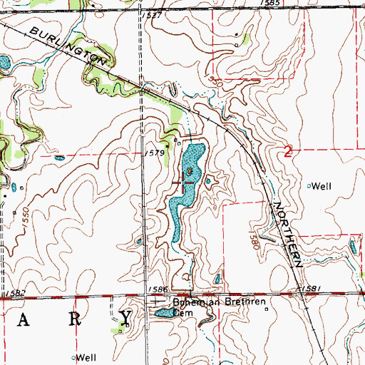 Topographic Map of Cedar View Recreation Reservoir, NE