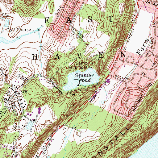 Topographic Map of Graniss Pond Dam, CT