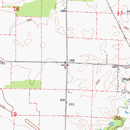 Topographic Map of Bottom School (historical), IL