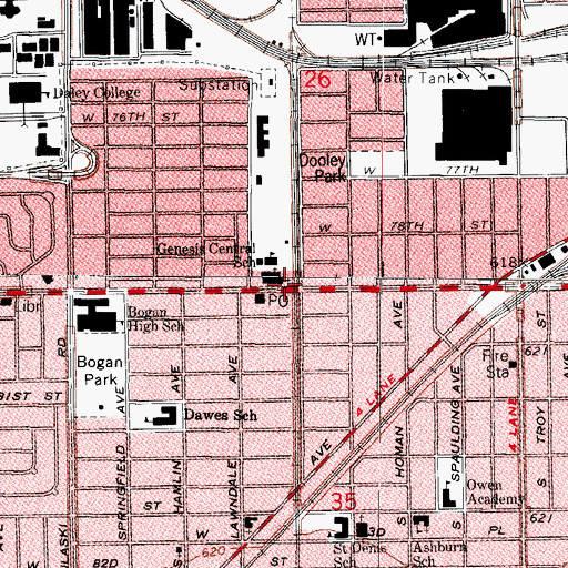 Topographic Map of First Christian Church of Chicago, IL