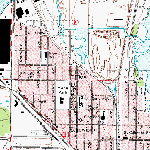 Topographic Map of First Southern Baptist Church of Heguish, IL