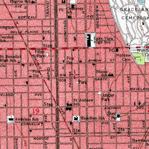 Topographic Map of Rissho Kosei-Kai Church of Chicago, IL