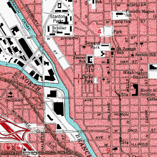 Topographic Map of Frances Cabrini Homes, IL