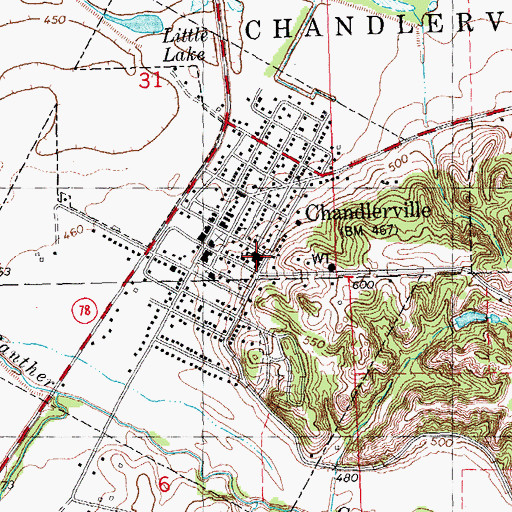 Topographic Map of Chandlerville Junior High School, IL