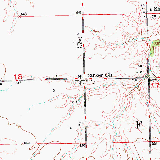 Topographic Map of Barker Cemetery, IL