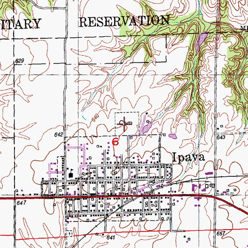 Topographic Map of Ipava Cemetery, IL
