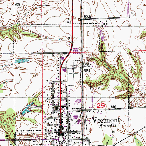 Topographic Map of Vermont Cemetery, IL