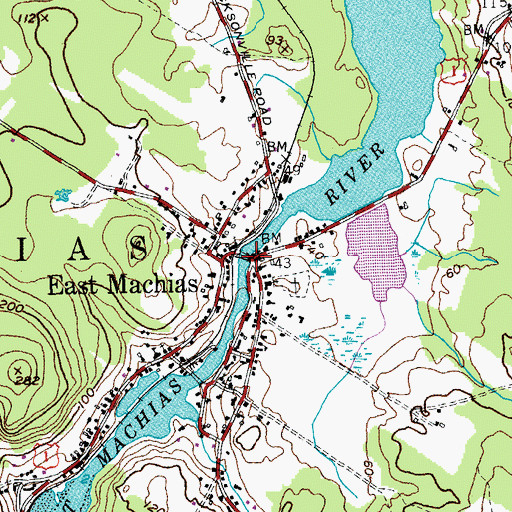 Topographic Map of Bangor Hydro Dam, ME