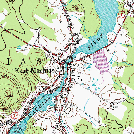 Topographic Map of East Machias River Reservoir, ME