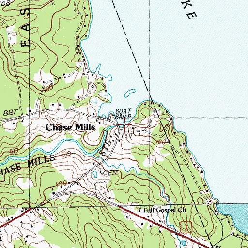 Topographic Map of Chase Mill Dam, ME