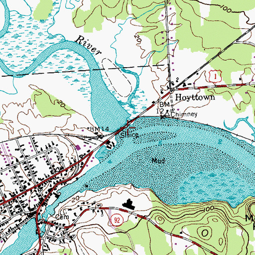 Topographic Map of Middle River Dam, ME