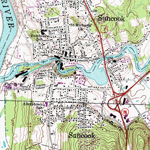 Topographic Map of Webster Dam, NH