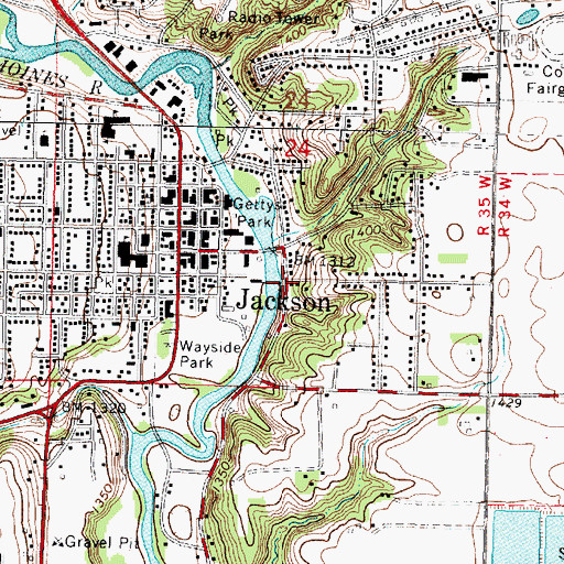 Topographic Map of Des Moines River Reservoir, MN