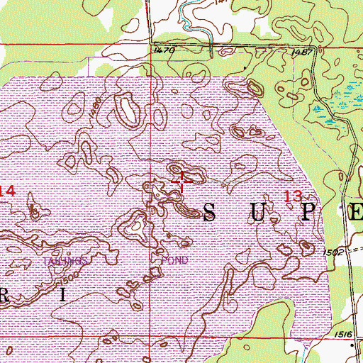 Topographic Map of Inland Steel Tailings Basin, MN