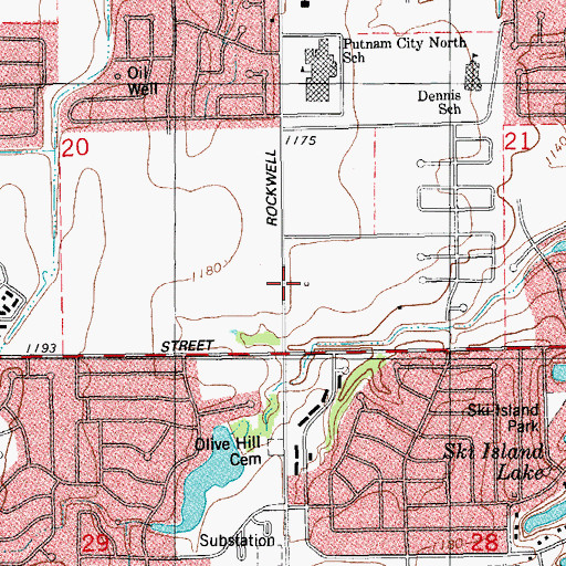 Topographic Map of Warrick Crossing Shopping Center, OK