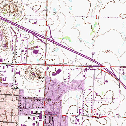 Topographic Map of Arrow Village Shopping Center, OK