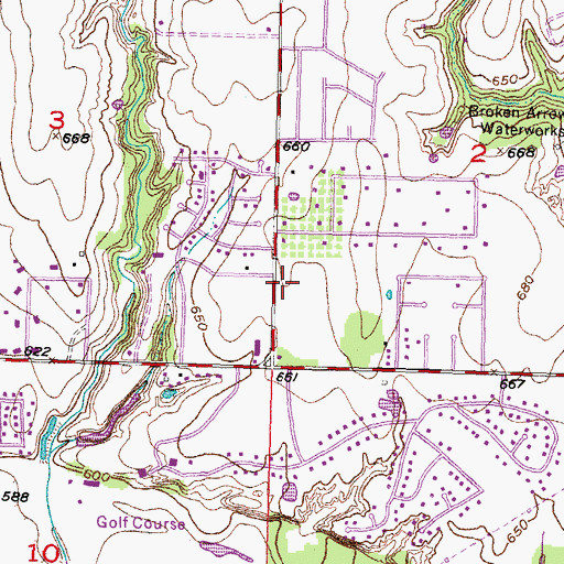 Topographic Map of Indian Springs Plaza, OK