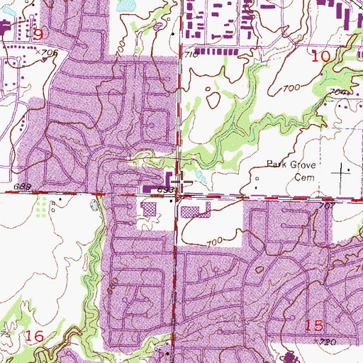 Topographic Map of The Village at Aspen Square, OK