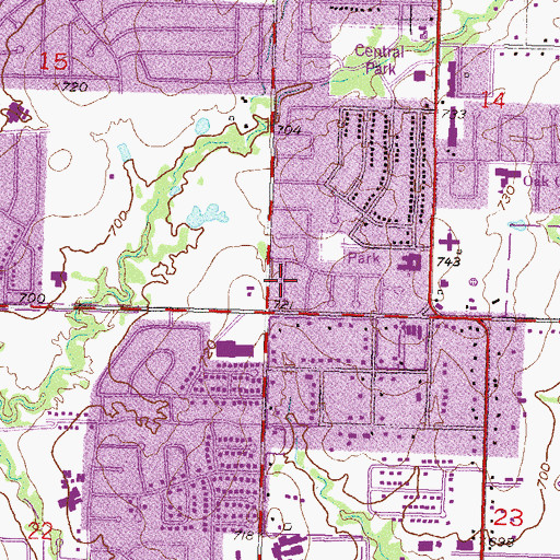 Topographic Map of Washington Square Shopping Center, OK