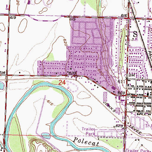Topographic Map of Jenks Plaza Shopping Center, OK