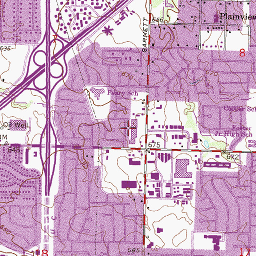 Topographic Map of Cherokee Shopping Center, OK