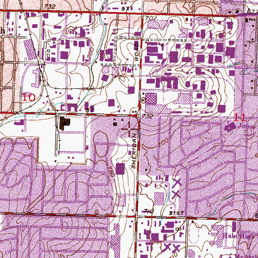 Topographic Map of Leisure Lane Shopping Center, OK