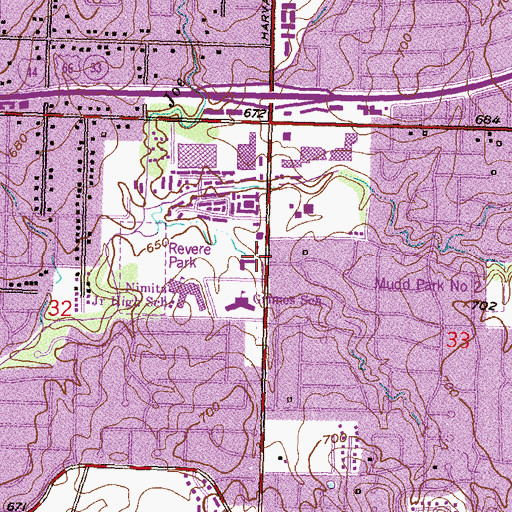 Topographic Map of Woodland Village Shopping Center, OK