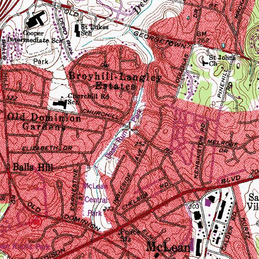 Topographic Map of Dead Run Park, VA