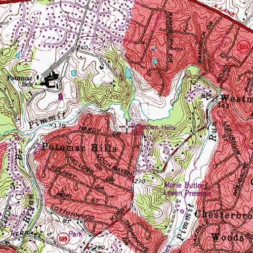 Topographic Map of Potomac Hills Park, VA