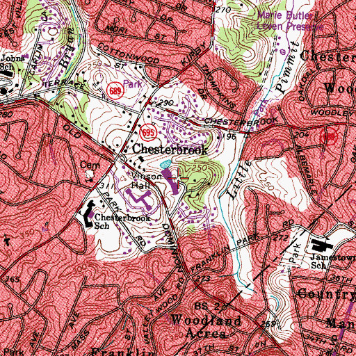 Topographic Map of Chesterbrook Shopping Center, VA