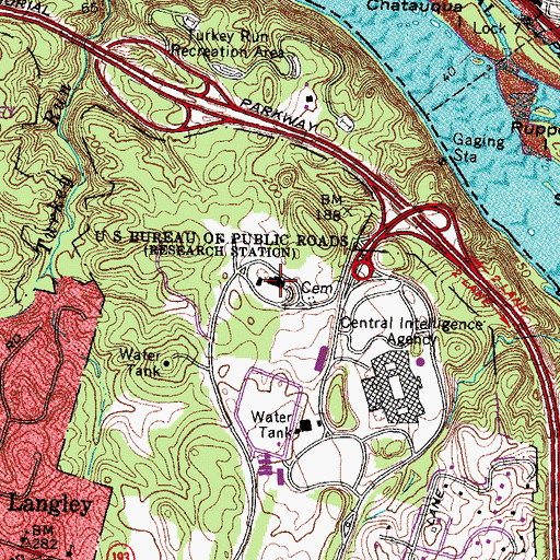 Topographic Map of Turner-Fairbank Highway Research Station, VA
