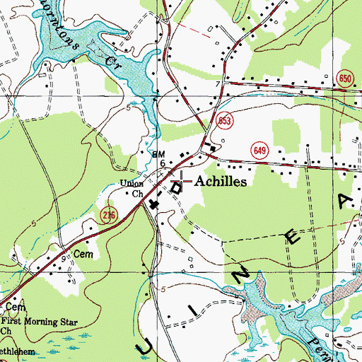 Topographic Map of Achilles Elementary School, VA